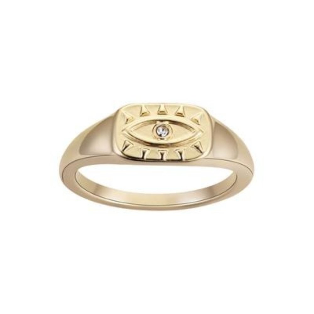 Unwritten‎ 14Kt Gold Flash Plated Crystal Evil Eye Signet Ring